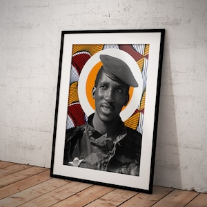 Thomas Sankara Premium Poster / Thomas Sankara Colourful Portrait | Black Man Art | Wall Art | Sankara Artwork | African Art | Halftone Art