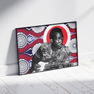 Thomas Sankara Premium Poster / Thomas Sankara Colourful Portrait | Black Man Art | Wall Art | Sankara Artwork | African Art | Halftone Art