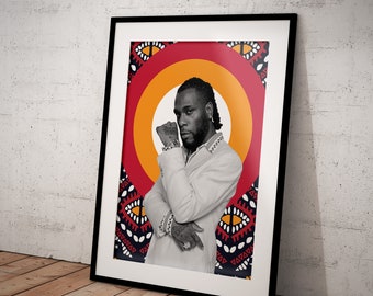 Burna Boy Art Print – Música Afrobeats, Retrato Panafricano