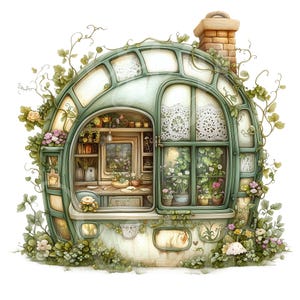Serre des cliparts, lot de 11 PNG, 300 DPI Clip Art, serre verdure plantes jardin, oeuvre d'art élément graphique numérique aquarelle