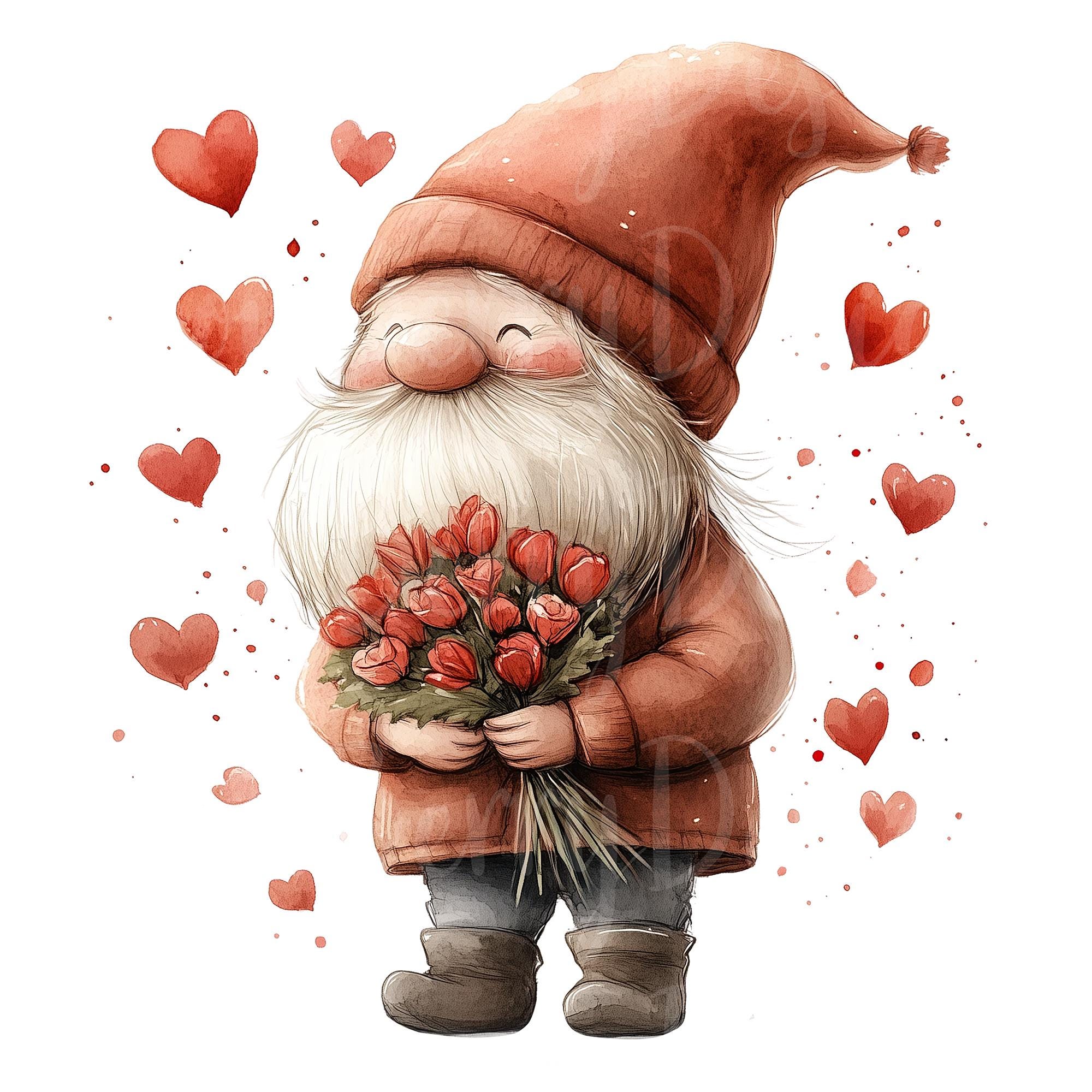 Valentines Day Gnomes Clipart, Set of 11 PNG Bundle, 300 DPI Clip Art ...