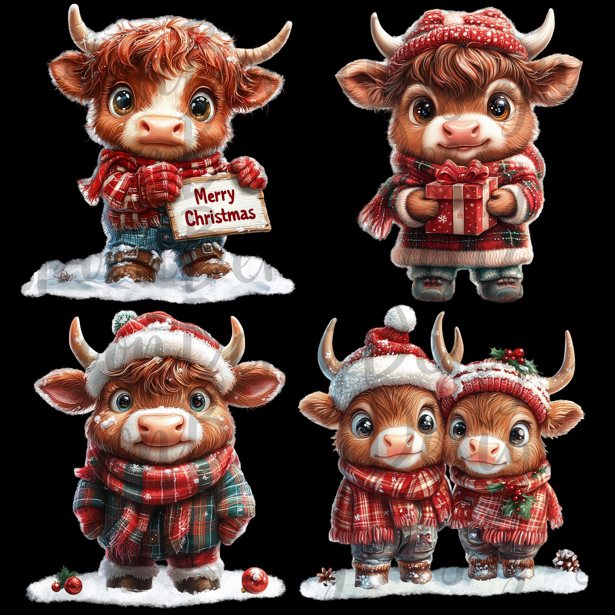 Highland Cow Clipart, Set of 20 PNG Bundle, 300 DPI Clip Art ...