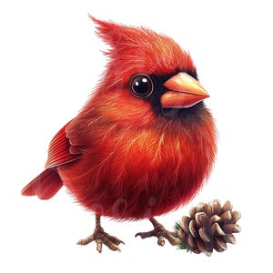 Cardinal Clip Art, Set of 10 PNG Bundle, 300 DPI Clipart, Christmas Winter Red Song Bird, Watercolor Holiday Graphic Art, Sublimation POD