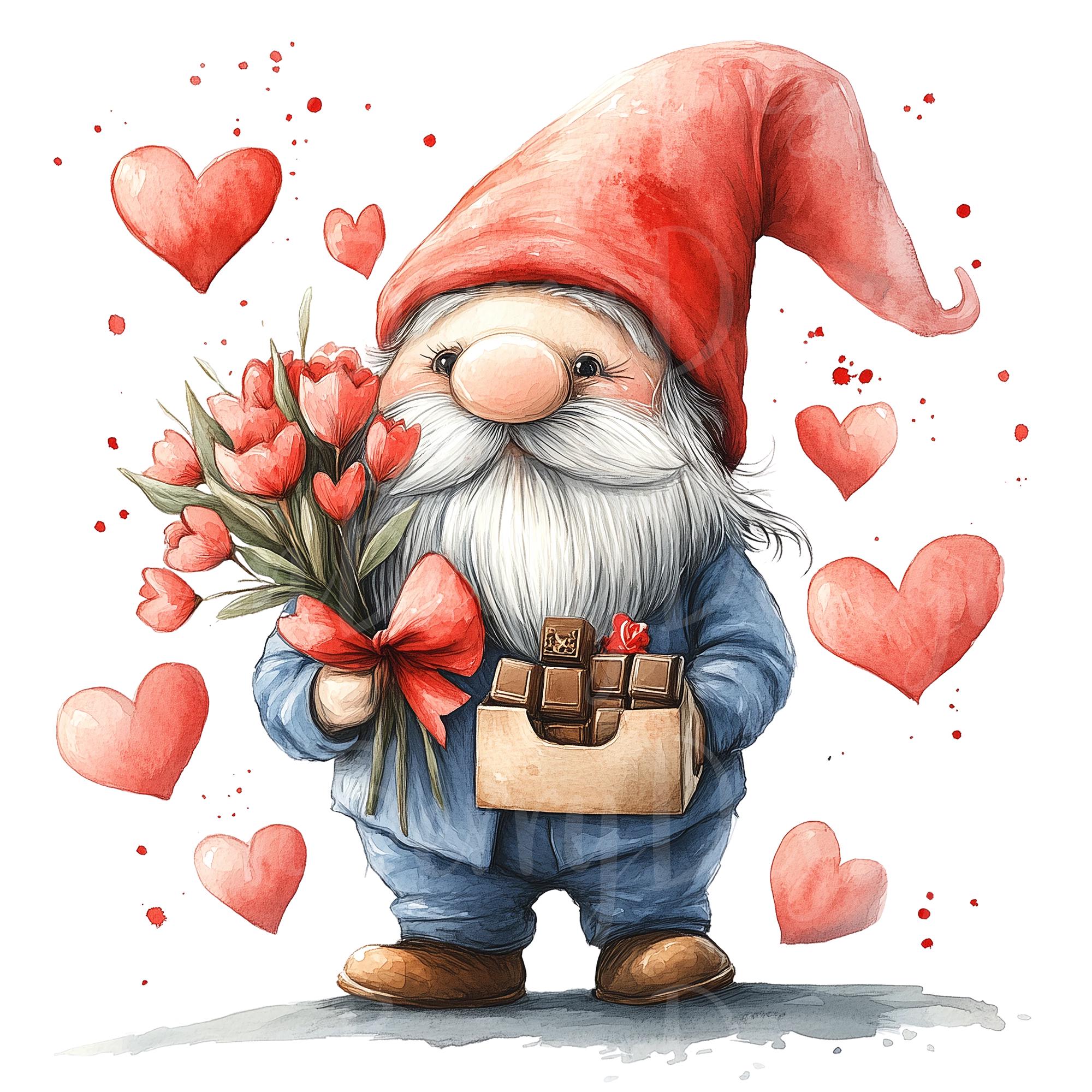 Valentines Day Gnomes Clipart, Set of 11 PNG Bundle, 300 DPI Clip Art ...