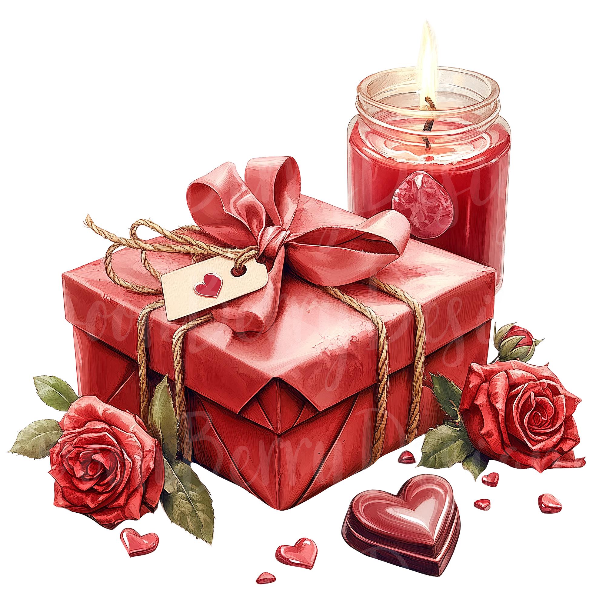 Valentines Gift Box Clipart, Set of 10 PNG Bundle, Watercolor Clip Art ...