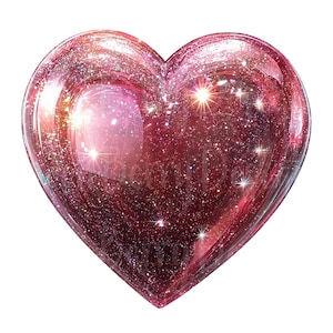 Glitter Hearts Clipart, Conjunto de 10 PNG Bundle, 300 DPI Clip Art, Rosa Vermelho Amor Seja Meu Dia dos Namorados, Adesivos de Aquarela Elementos Vetoriais