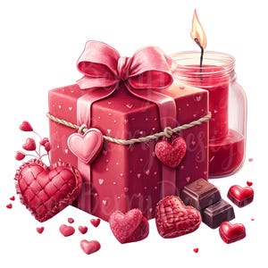 Valentines Gift Box Clipart, Set of 10 PNG Bundle, Watercolor Clip Art ...