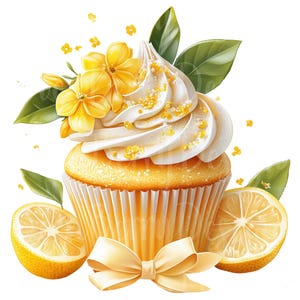 Tropischer Cupcake Clipart, 14er PNG-Bundle, 300 DPI Clip Art, Zitrusfrüchte Sommer Pool Party Backen Geburtstag, Aquarell Element Grafik
