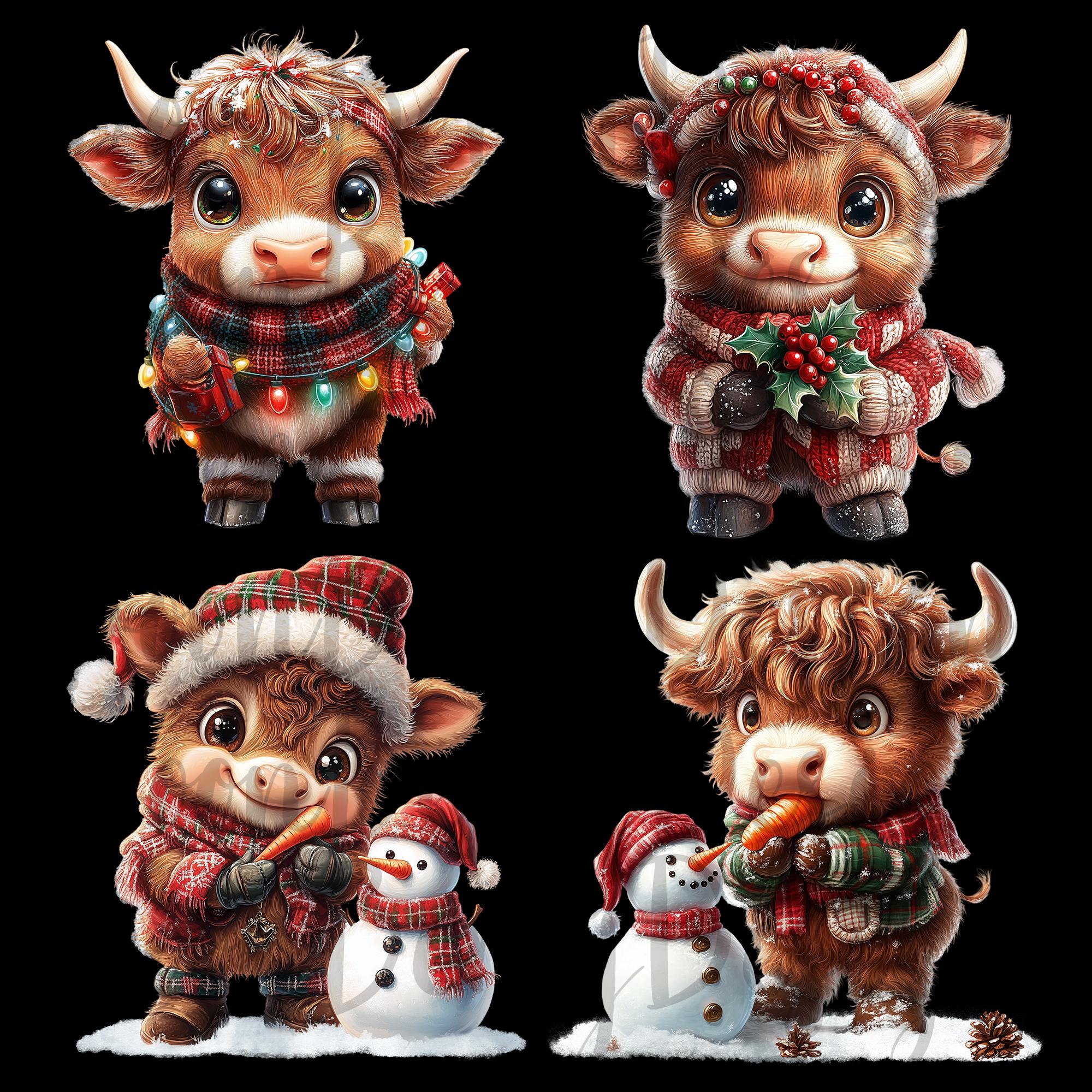 Highland Cow Clipart, Set of 20 PNG Bundle, 300 DPI Clip Art ...