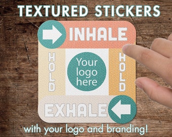 Your Brand Custom Textured Sensory Stickers - Add your logo - Breathing Tool for Anxiety - 3" - Durable with Reusable Adhesive