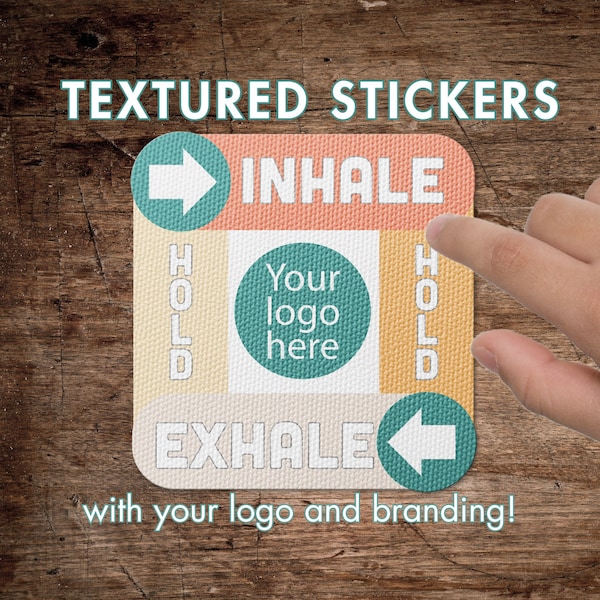 Your Brand Custom Textured Sensory Stickers - Add your logo - Breathing Tool for Anxiety - 3" - Durable with Reusable Adhesive