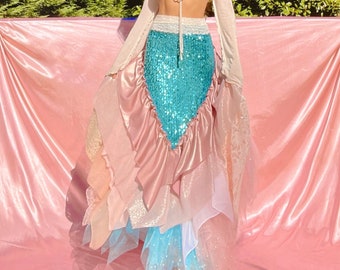 Handmade Mermaid Princess Layered Maxi Wrap Skirt