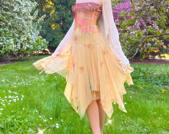 Vintage 90's Forever Floral Strapless Fairy Dress