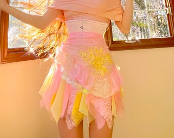 Handmade Dreamy Cherry Fairy Layered Mini Skirt