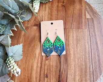 Laser Cut Hand Painted Bass Wood Earrings