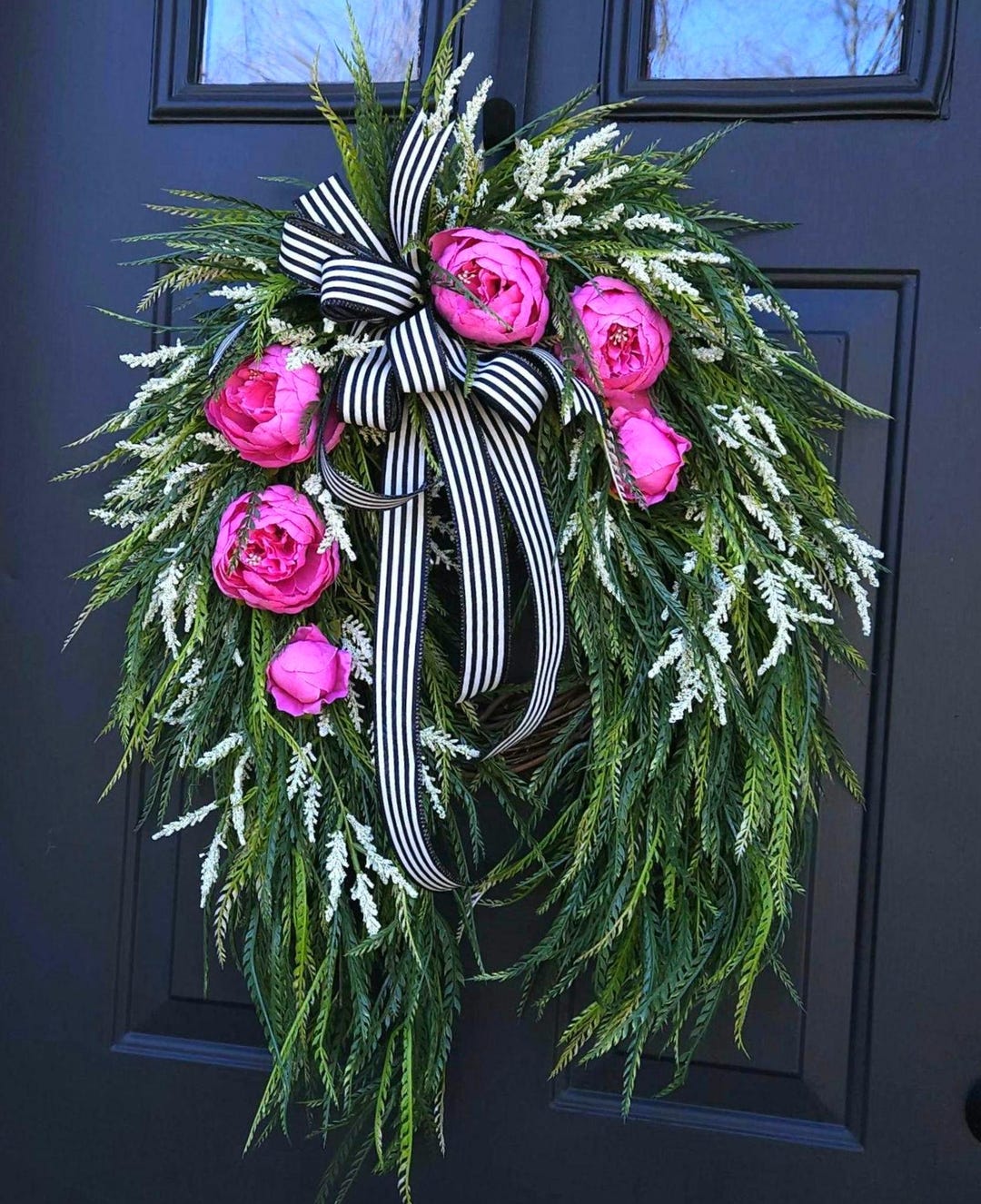 Pink Peony Wreath for Your Spring or Summer Front Door, Pink and White ...