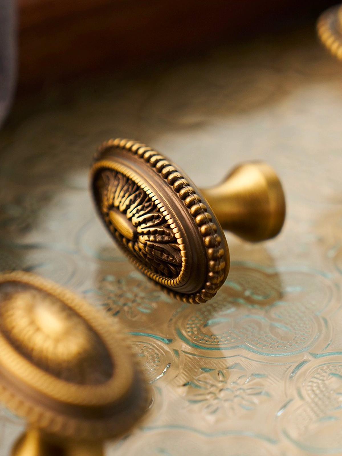 Victorian Drawer Knobs Antique Brass Cabinet Knobs Oval Decorative ...