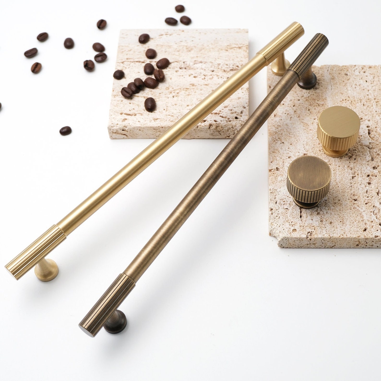 Knurled Brass Handles Aged Brass Handles Brass Pulls Antique