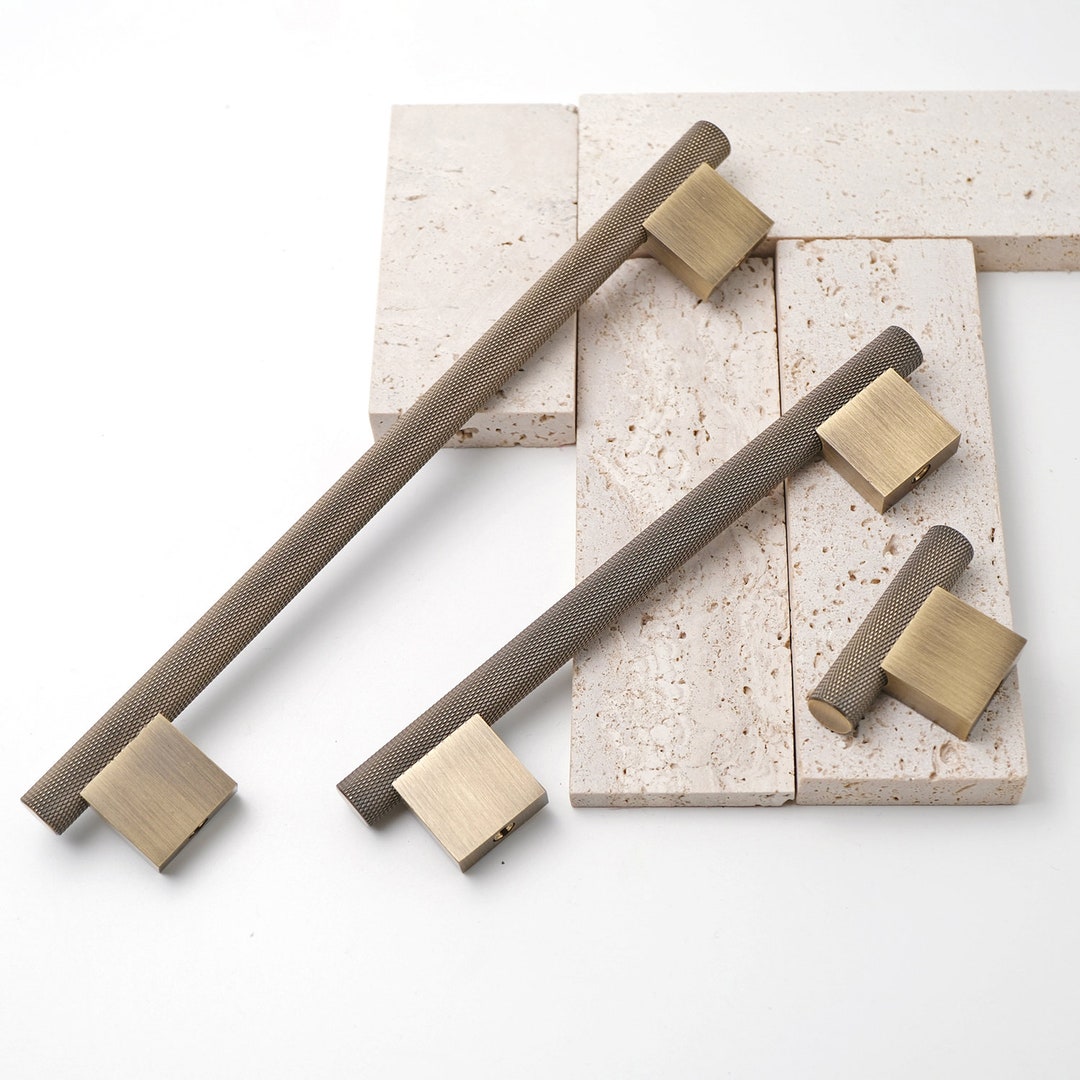 Knurled Brass Handles Aged Brass Handles Brass Pulls Antique