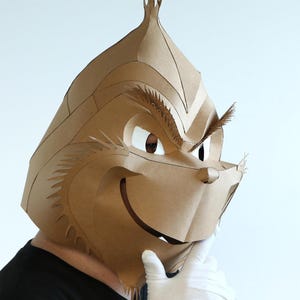Papercraft & EVA Foam Mask Template – Green Holiday Grump | PDF, dxf, svg | DIY Christmas Character