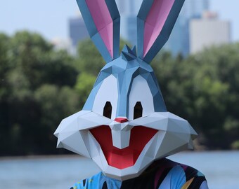 Modello PDF maschera di coniglio in stile cartone animato per