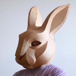 Plantilla de máscara de conejo, espuma EVA y cartón, máscara de conejo para cosplay