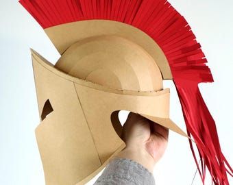 Ancient Greek Spartan Helmet Template with Crest — Papercraft PDF / EVA Foam / DXF