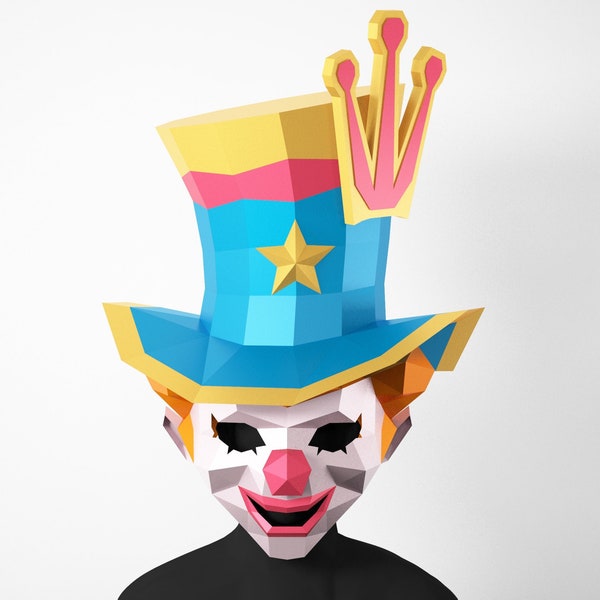 Magician Mask, Clown, PDF Template Funny Mask