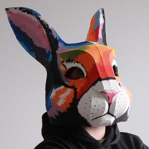 Plantilla de máscara de conejo, espuma EVA y cartón, máscara de conejo para cosplay