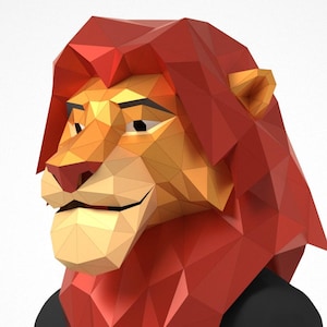 Lion Mask Papercraft – Cartoon Style, Majestic Mane, Detailed 3D Mask