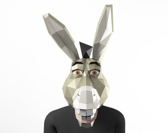 Donkey Mask PDF Template, Cartoon Style Mask