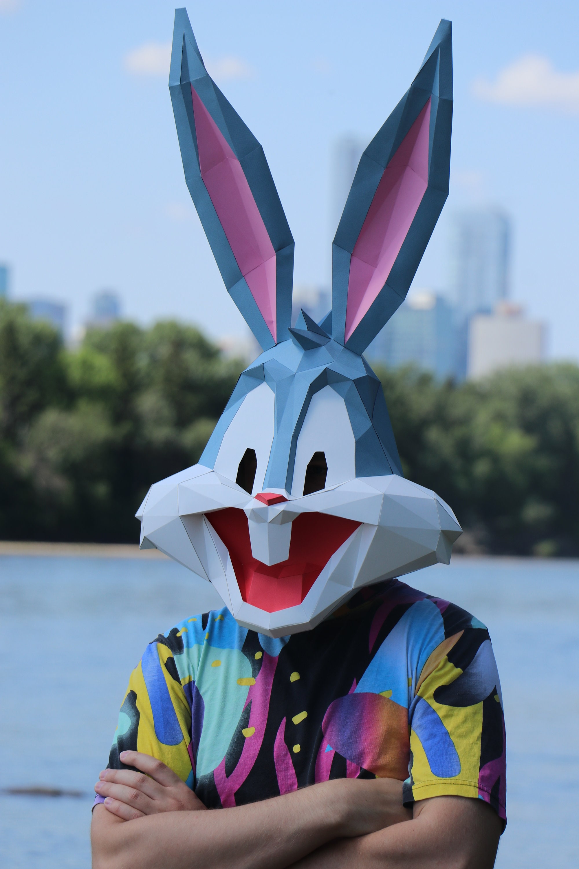 Rabbit Mask in Cartoon Style PDF Template for Making a Paper Mask - Etsy