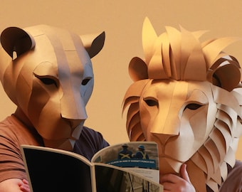 Lion And Lioness Mask Set – DIY Cosplay, EVA Foam & Cardboard, Matching Costume Masks
