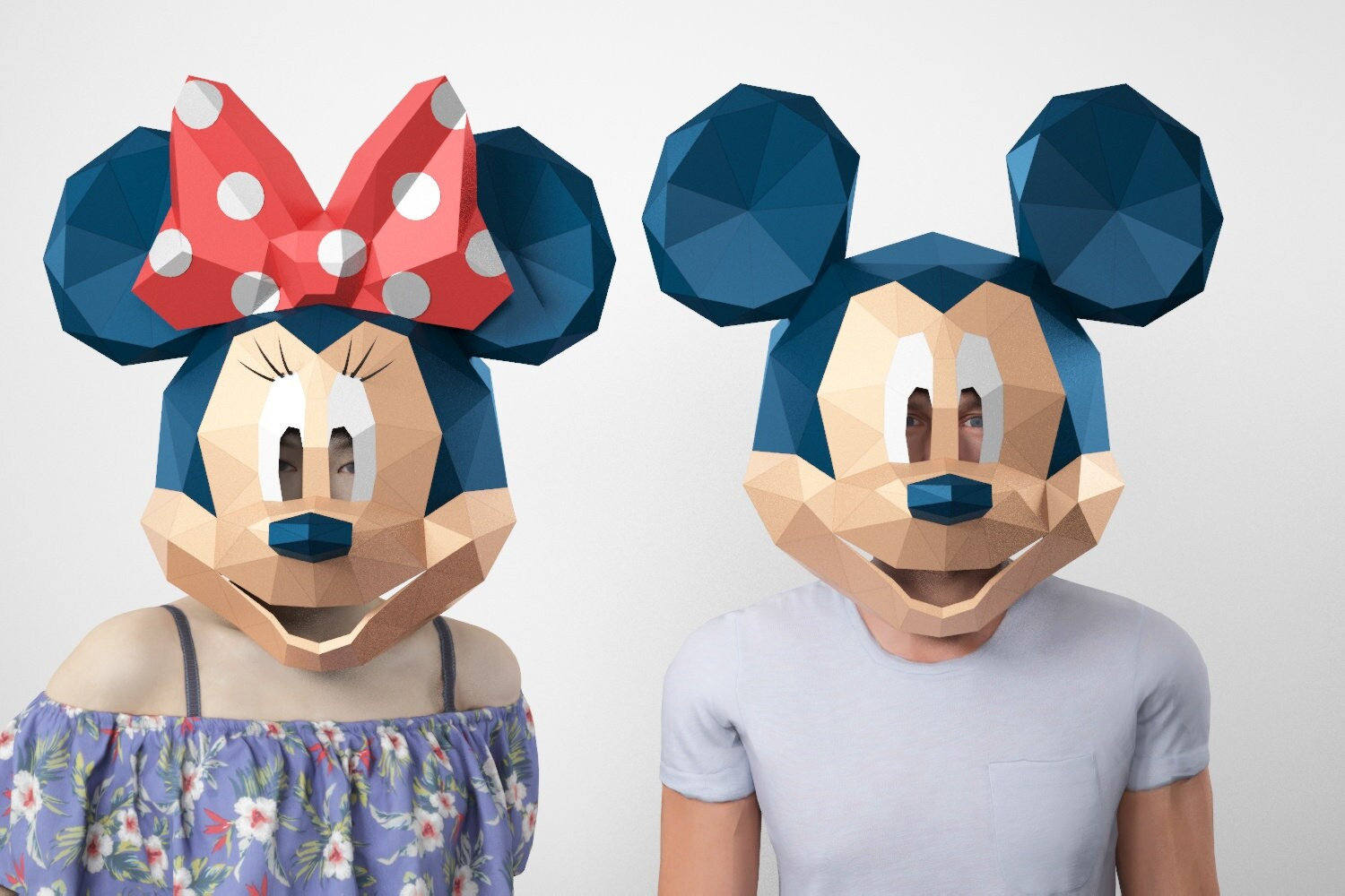 2 Mask Mouse Girl and Boy, Cosplay Mask,  Paper Craft Mask, Kid Mask, Template 3D Mouse,