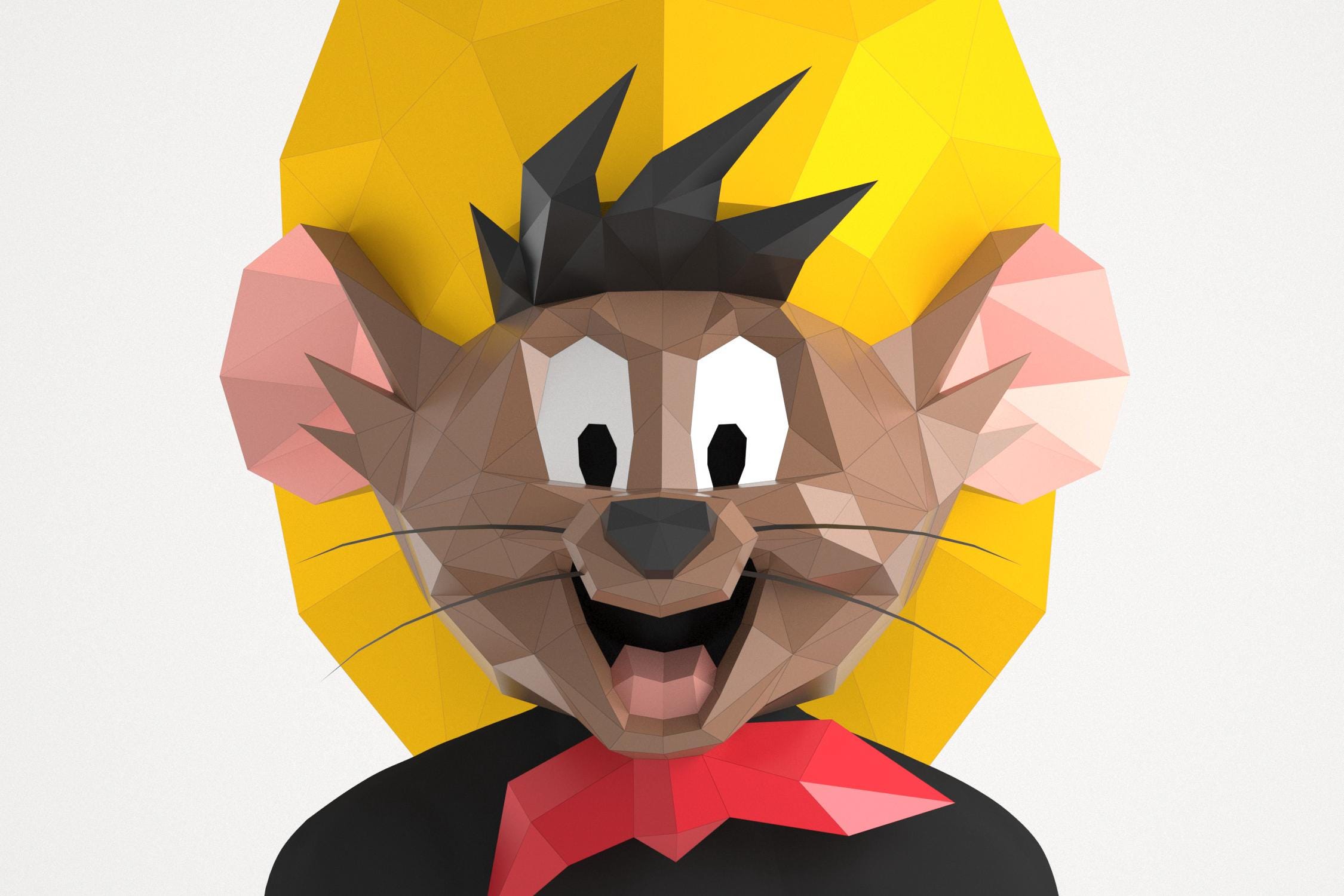 Cartoon Little Mouse Mask Papercraft Template, Low Poly Animal Diy, Pdf ...