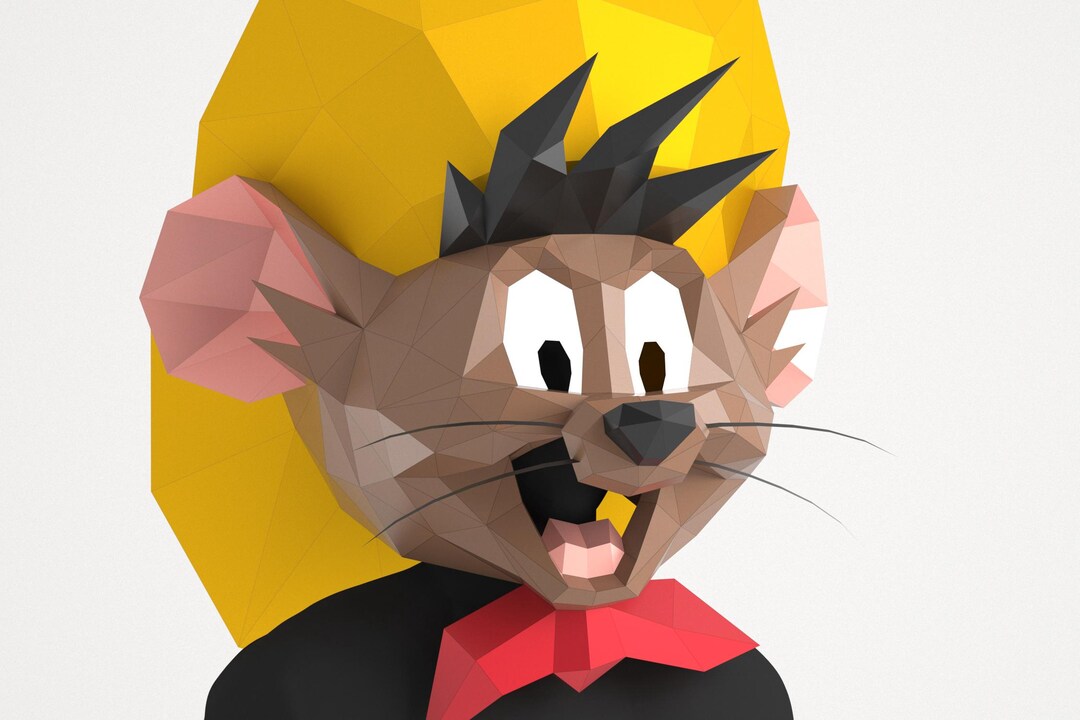 Cartoon Little Mouse Mask Papercraft Template, Low Poly Animal Diy, Pdf ...