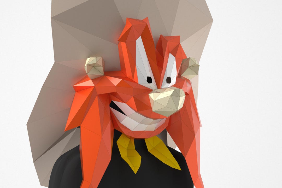 Cartoon-style Hunter and Cowboy Polygonal Mask – Fun 3D Papercraft for ...