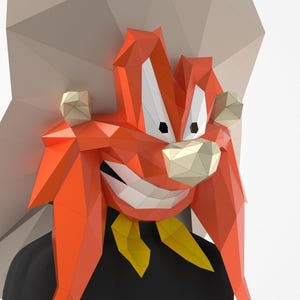 Maschera poligonale da cacciatore e cowboy in stile cartone animato – Divertente cartaceo 3D per cosplay e decorazioni