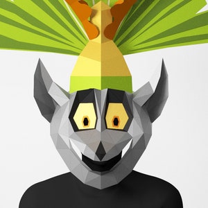 Lemur Mask, King of Lemurs, PDF Template, Paper Craft Mask, Holiday Mask