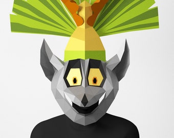 Lemur Mask, King of Lemurs, PDF Template, Paper Craft Mask, Holiday Mask