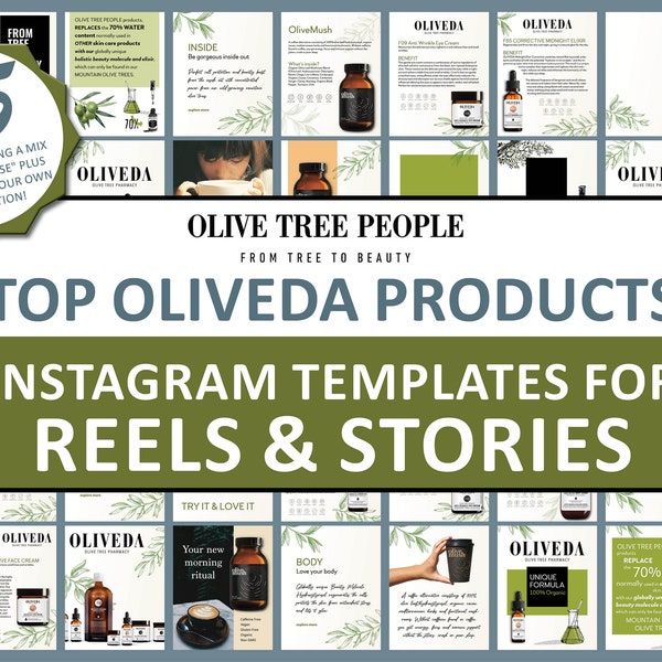 Oliveda Instagram Reels and Stories Templates | Instant Digital Download | Customizable | Olive Tree People | Social Media Template