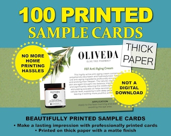 Oliveda Sample Cards 5x7 size 100 QTY  |  Sample cards for Oliveda Products  |  Oliveda Consultants