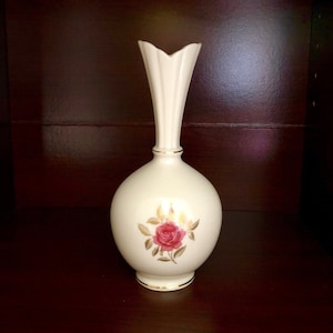 Vintage Lenox Rose Bud Hand Decorate with 24K Gold Vase 1980s
