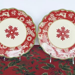 Set of 2 Christmas Salad/Dessert Plate By Certified International Merry and Bright - Discontinued