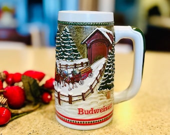 Vintage 1984 Budweiser Clydesdale's Holiday Beer Stein Mug Ceramarte Brazil
