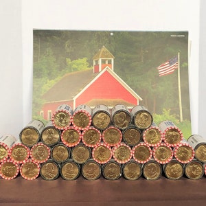Roll of uncirculated US Presidential Dollar Coins