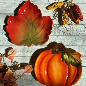 Vintage Better Homes and Gardens Pumpkin Salad Plate, Fall Leaf Salad Plate