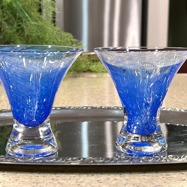 Set of 2 Vintage DANSK 1980s Blueberry Twist Martini Glasses with Original Label