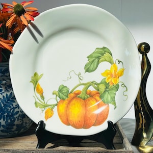 Vintage Effetti D'Arte Pumpkin Dinner Plate FED8 Italy Handcrafted Autumn Fall Tableware, Tuscan Ceramic Thanksgiving Decor, Fall Home Deco