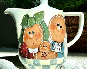 Vintage GEVALIA KAFFE Gingerbread Familia Porcelana Cafetera